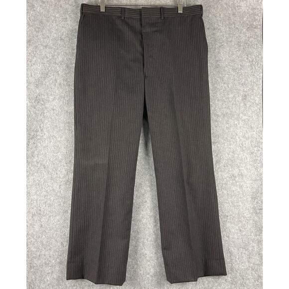 Stafford 3 Piece Suit Brown Striped Blazer 44R Pant 35x29 Vest Classic Career - Picture 11 of 16